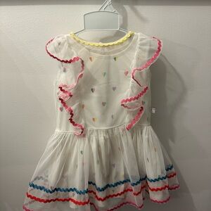 Stella McCartney Kids White and Pink Ruffled Dress